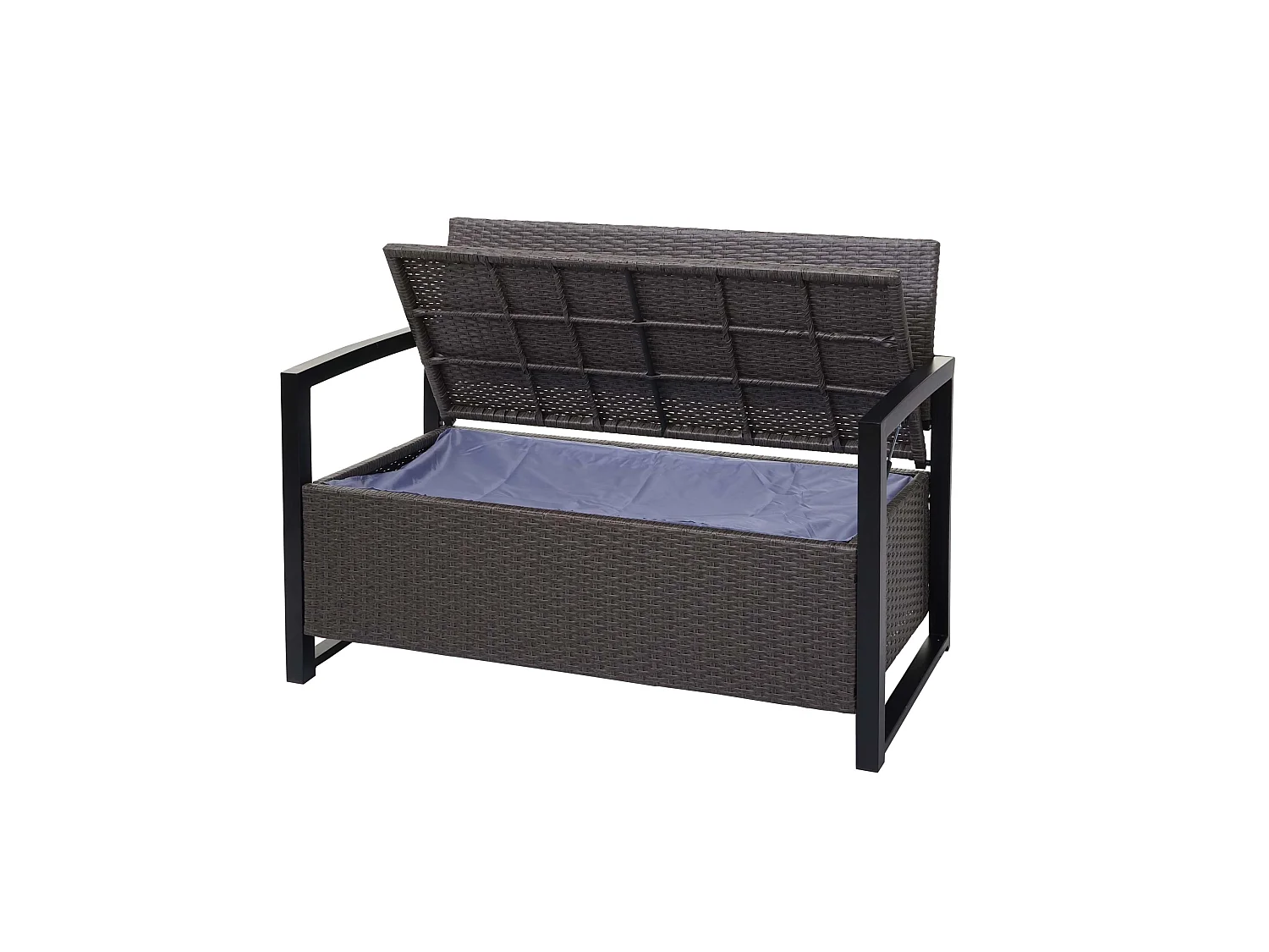 Poly-Rattan 2er Sitzbank MCW-F39, Grau-meliert, Kissen grün