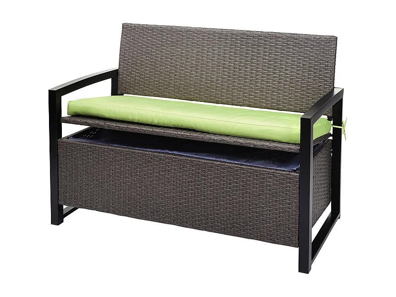 Poly-Rattan 2er Sitzbank MCW-F39, Grau-meliert, Kissen grün