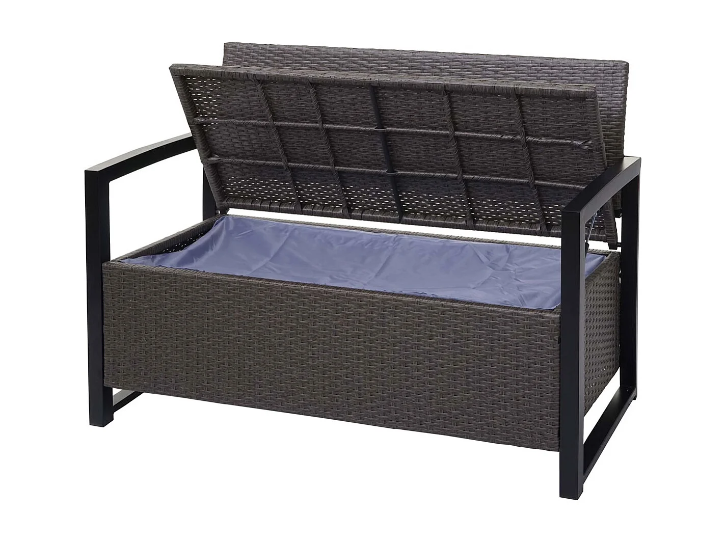 Poly-Rattan 2er Sitzbank MCW-F39, Grau-meliert, Kissen grau