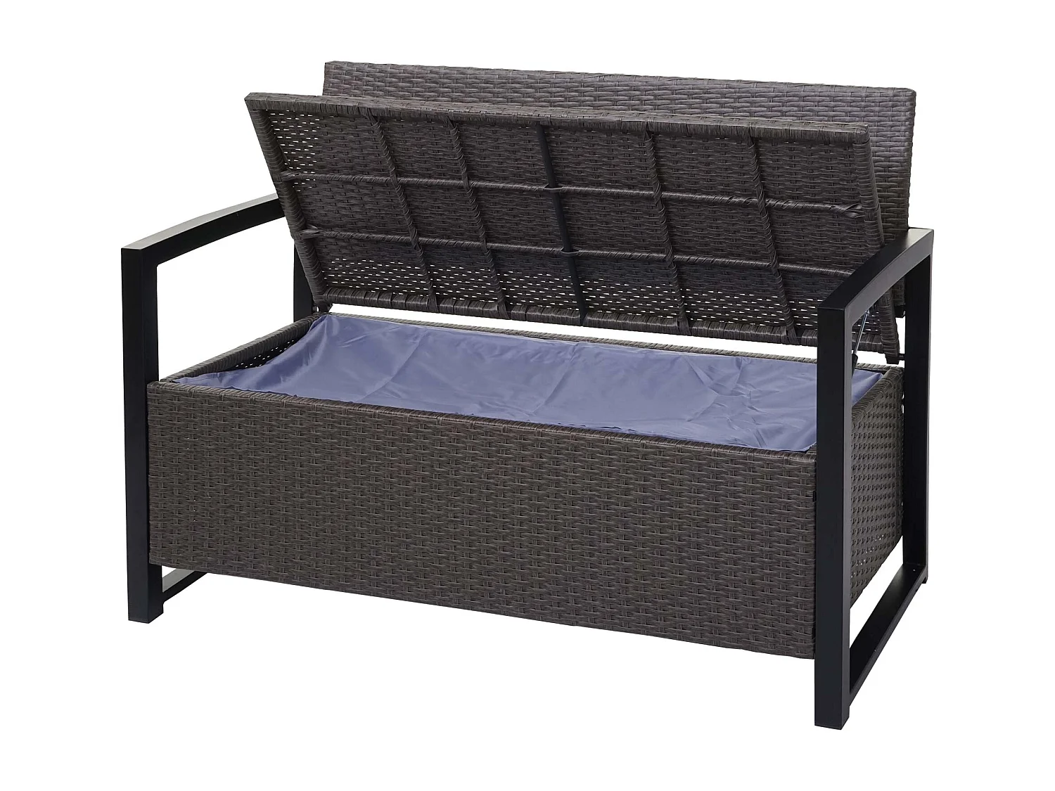 Poly-Rattan 2er Sitzbank MCW-F39, Grau-meliert, Kissen grau
