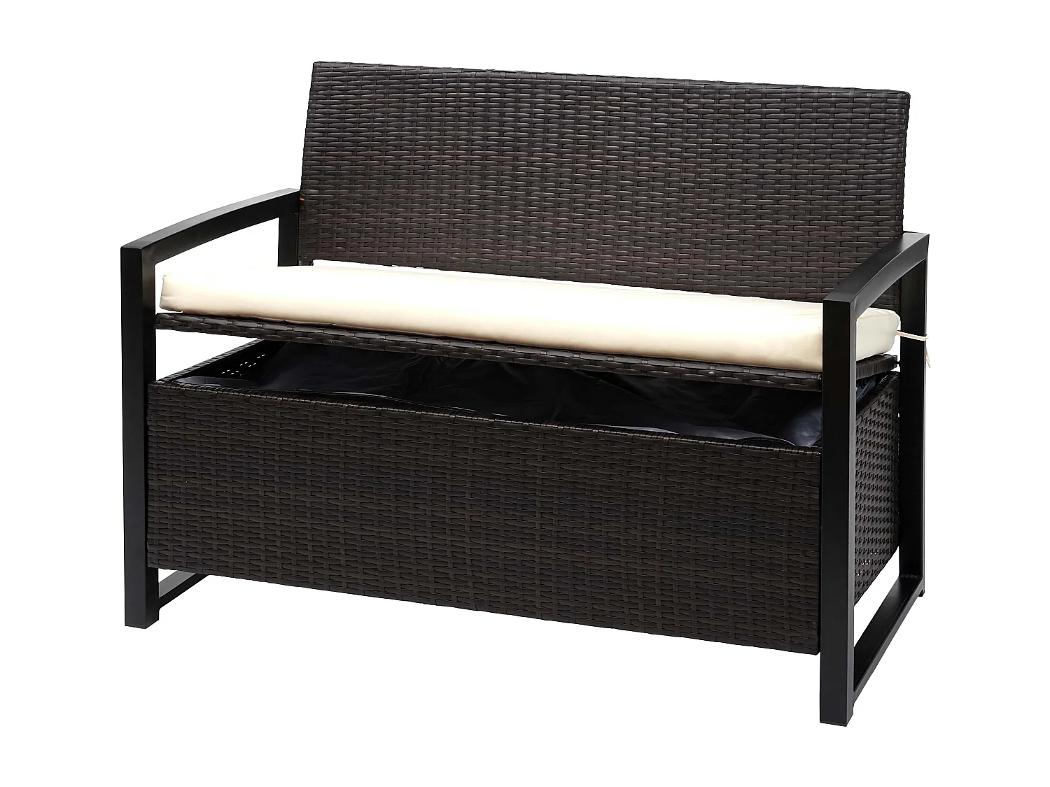 Poly-Rattan 2er Sitzbank MCW-F39, Braun, Kissen creme