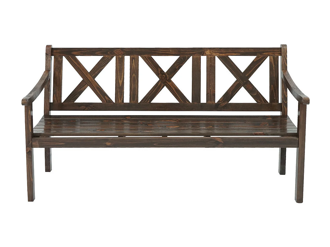 Panca da esterno Copenhagen schienale 160cm legno massello marrone scuro