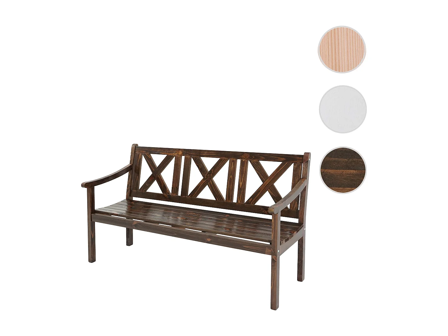 Panca da esterno Copenhagen schienale 160cm legno massello marrone scuro