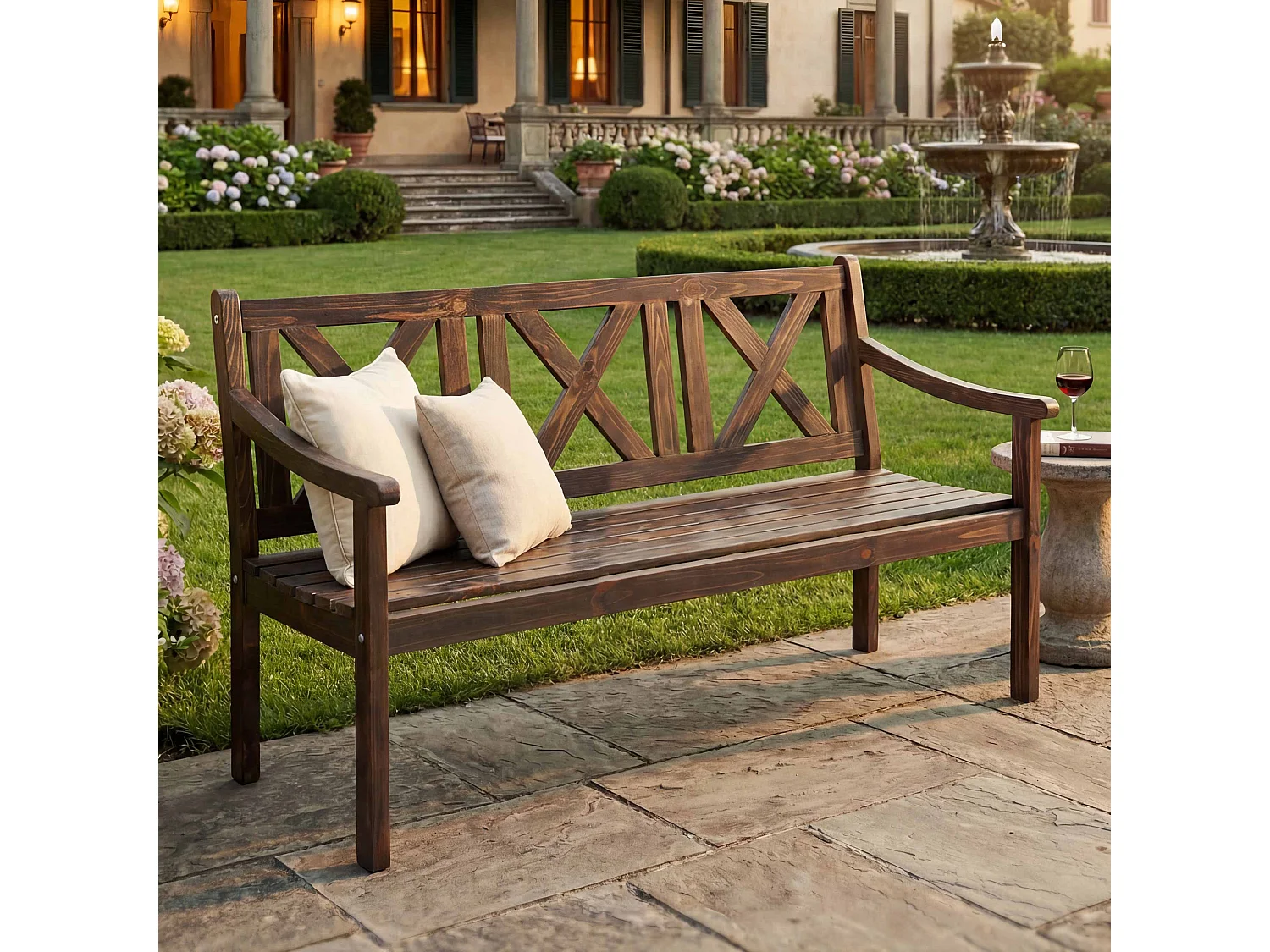 Garden bench Mazara,  Dark Brown