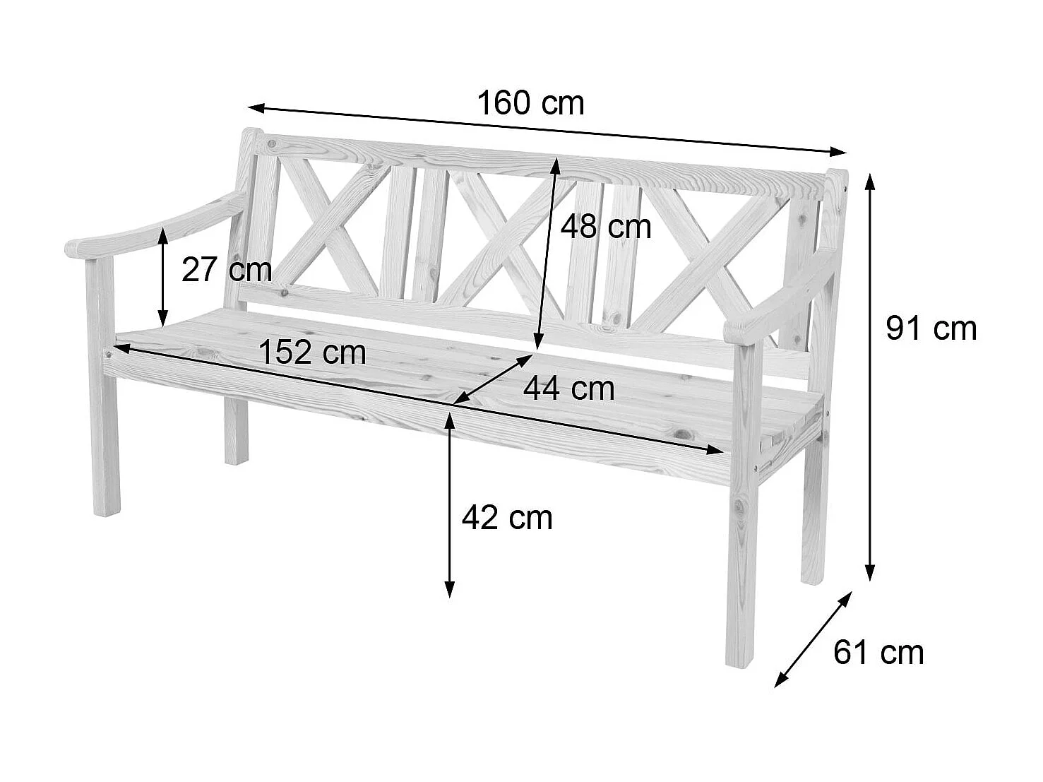 Garden bench Mazara,  Dark Brown