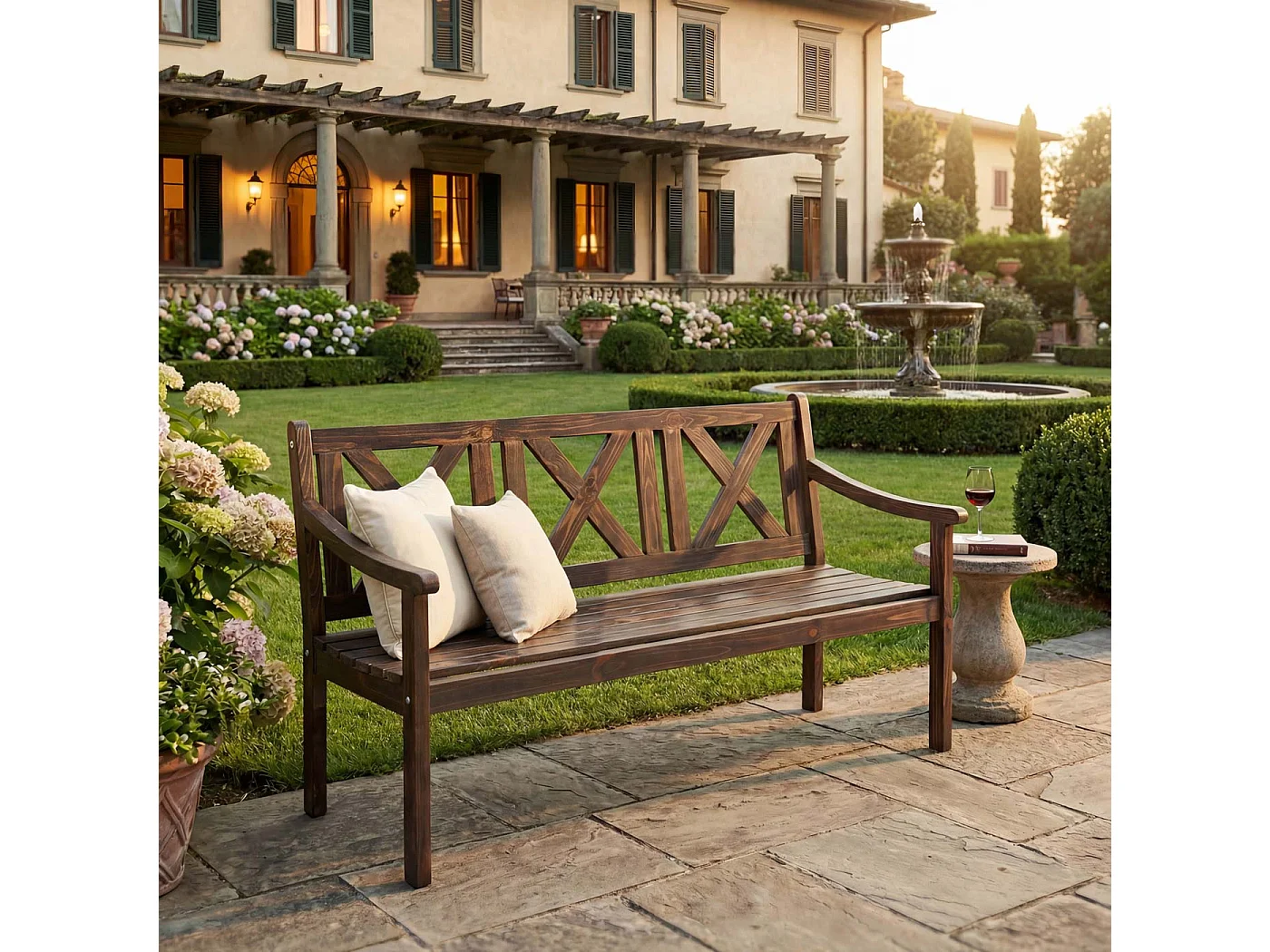 Garden bench Mazara,  Dark Brown