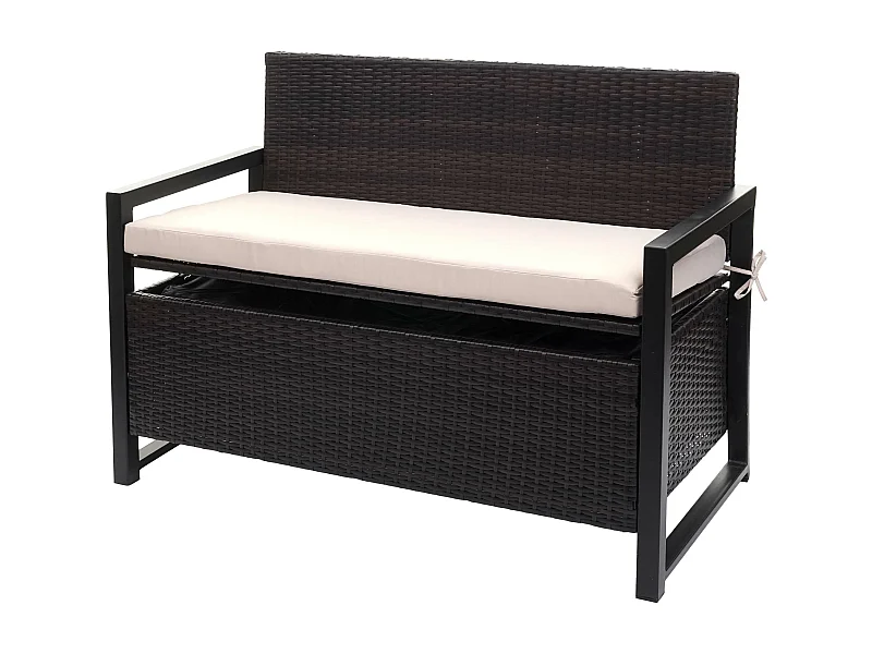 Poly-rattan 2-zitsbank MCW-F39,  bruin, kussens beige