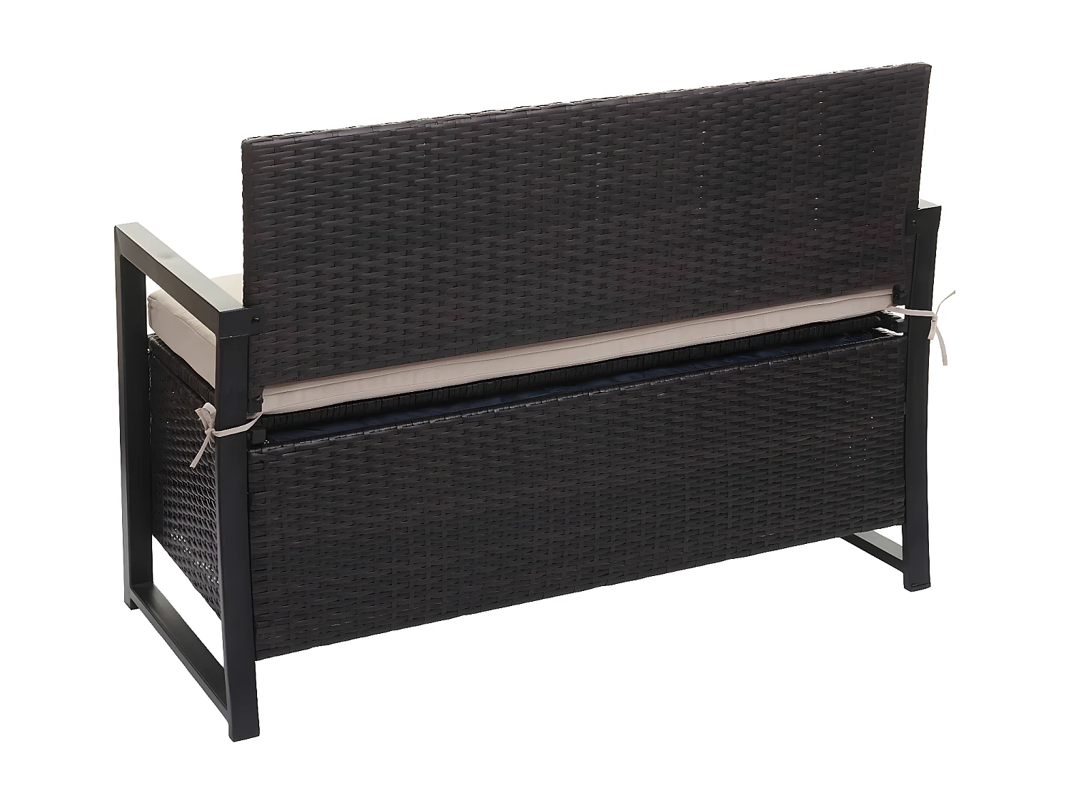 Ławka 2-osobowa z polirattanu MCW-F39,  brązowy, poduszki beżowy