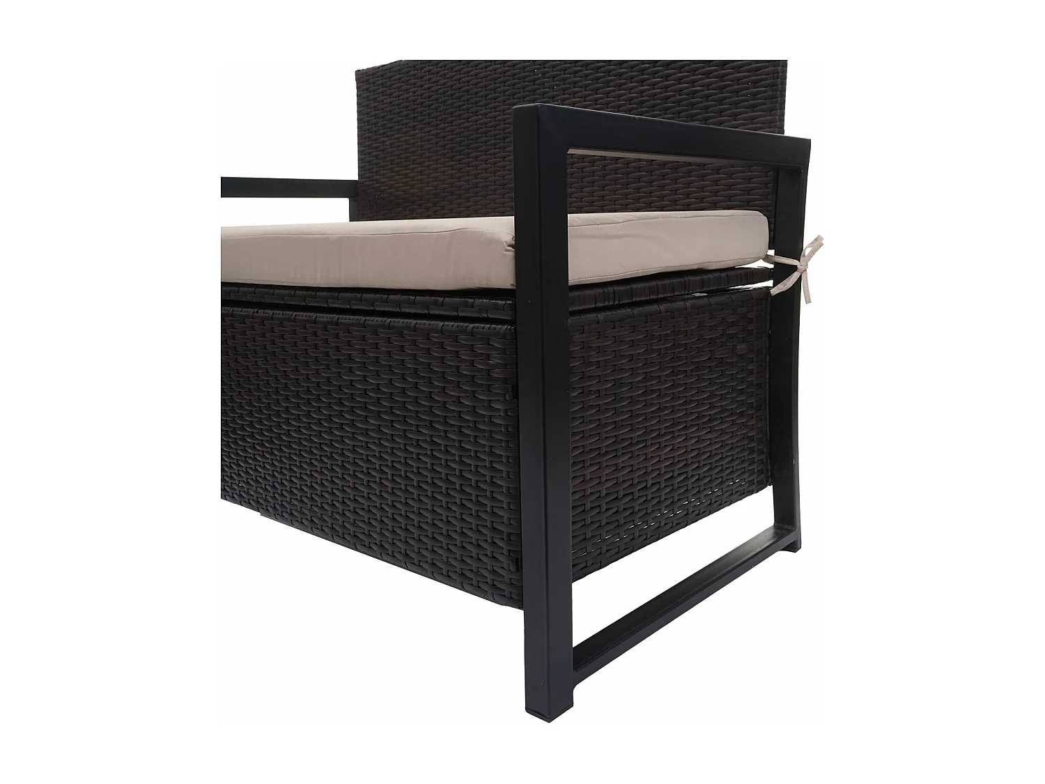 Ławka 2-osobowa z polirattanu MCW-F39,  brązowy, poduszki beżowy