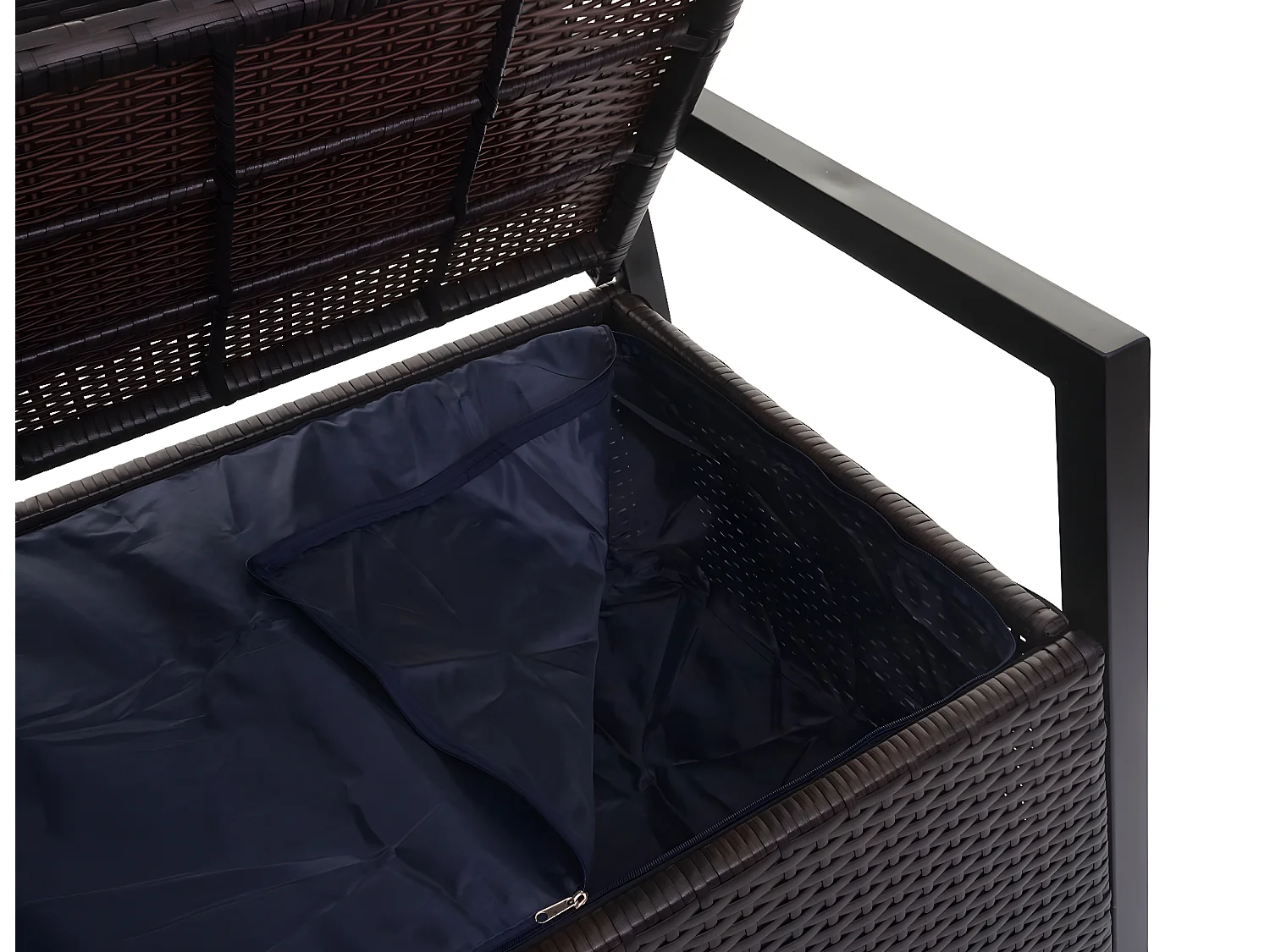 Ławka 2-osobowa z polirattanu MCW-F39,  brązowy, poduszki beżowy