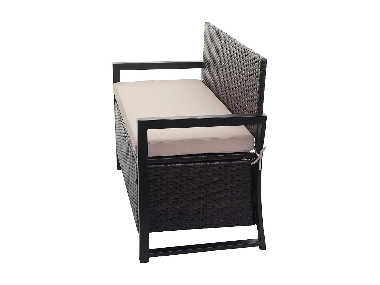 Ławka 2-osobowa z polirattanu MCW-F39,  brązowy, poduszki beżowy