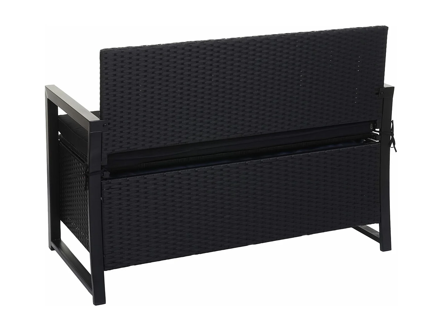 Poly-Rattan 2er Sitzbank MCW-F39, Anthrazit, Kissen schwarz