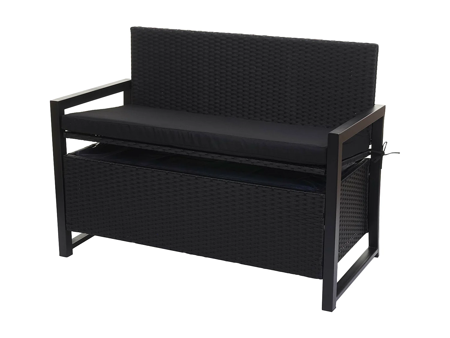 Poly-Rattan 2er Sitzbank MCW-F39, Anthrazit, Kissen schwarz