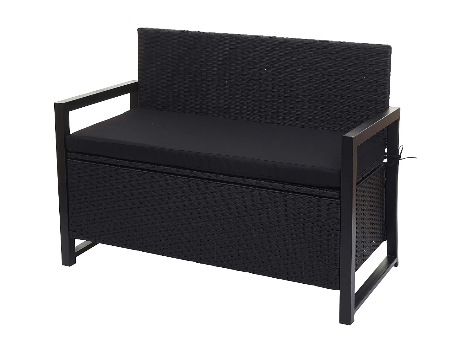 2-personers bænk i poly-rattan MCW-F39,  antracit, puder i sort