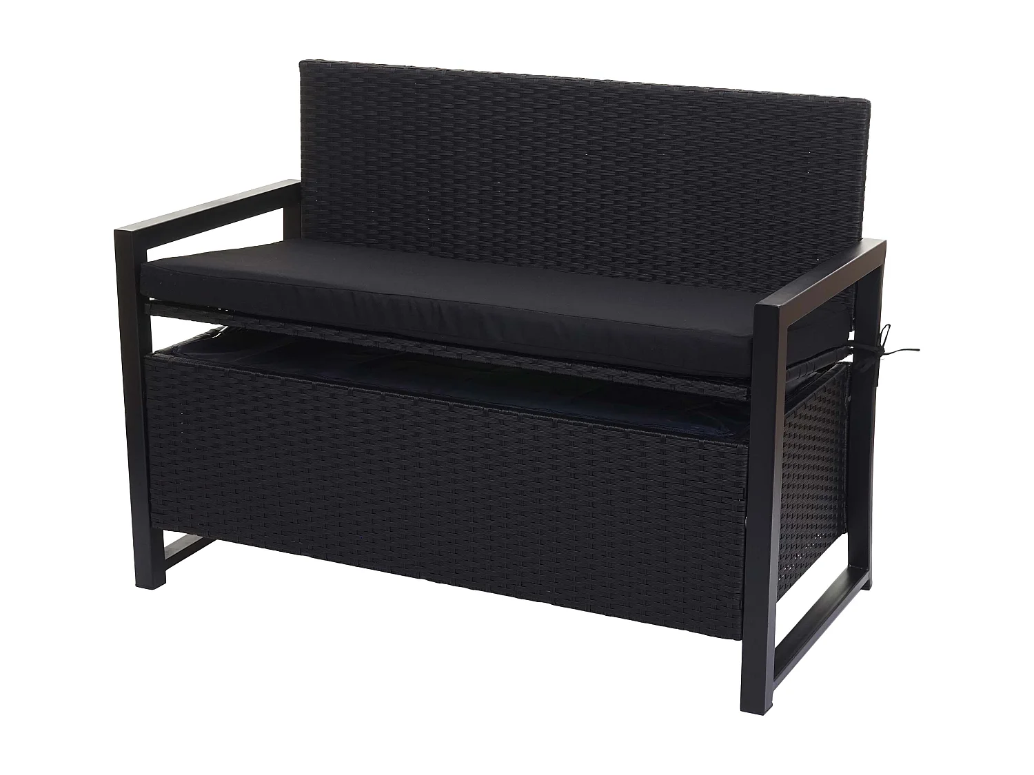 2-personers bænk i poly-rattan MCW-F39,  antracit, puder i sort