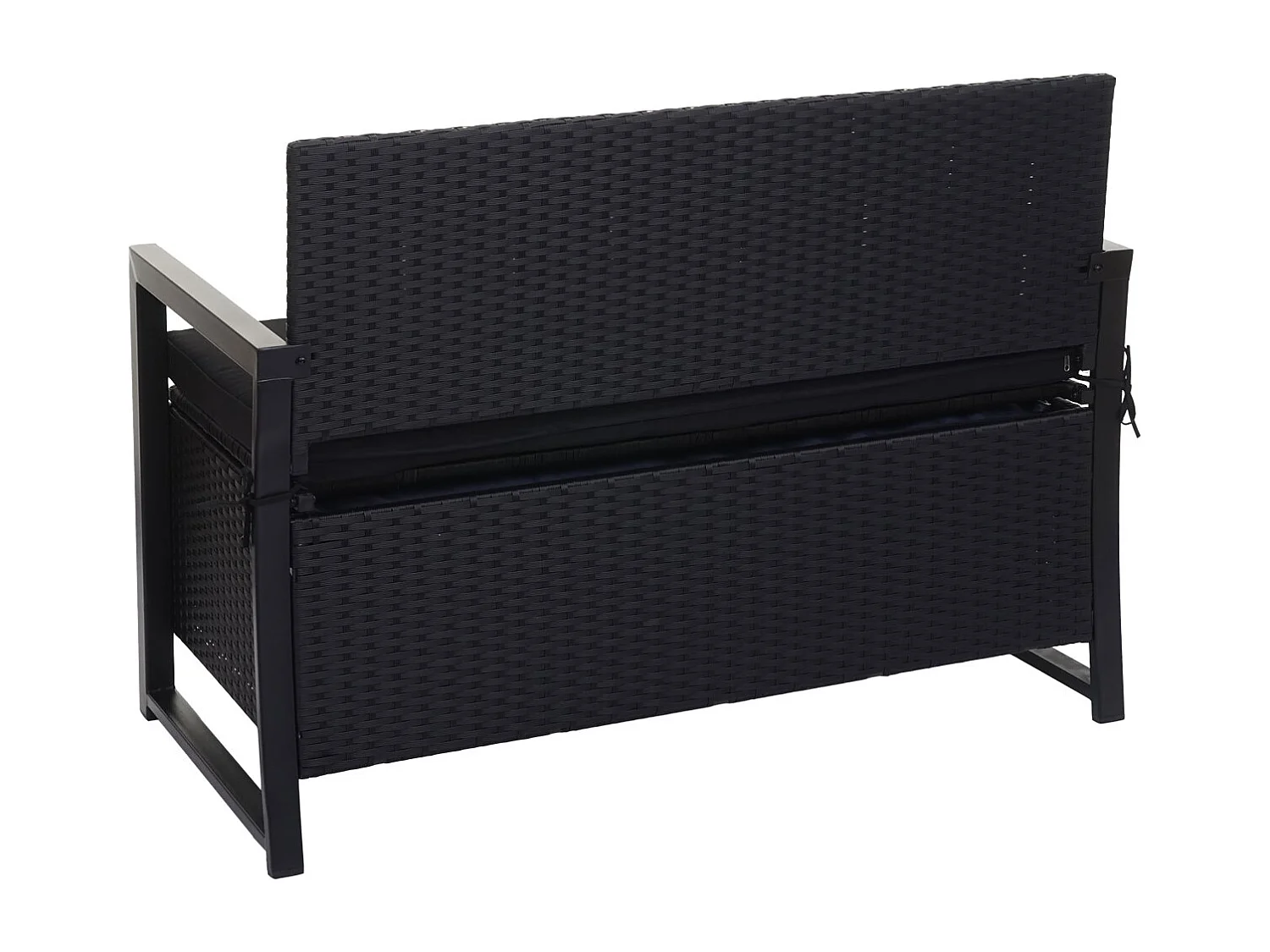 2-personers bænk i poly-rattan MCW-F39,  antracit, puder i sort