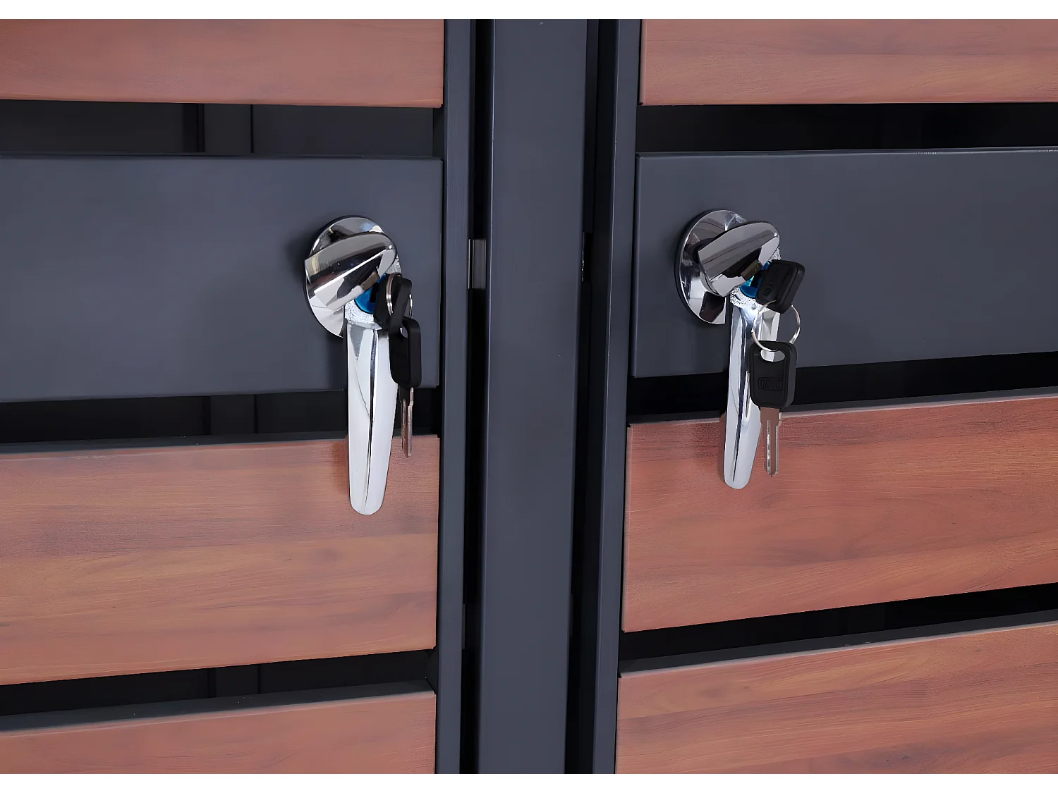 Set 2x copribidoni box spazzatura rifiuti MCW-J81 80x132x117cm acciaio inox antracite ciliegio