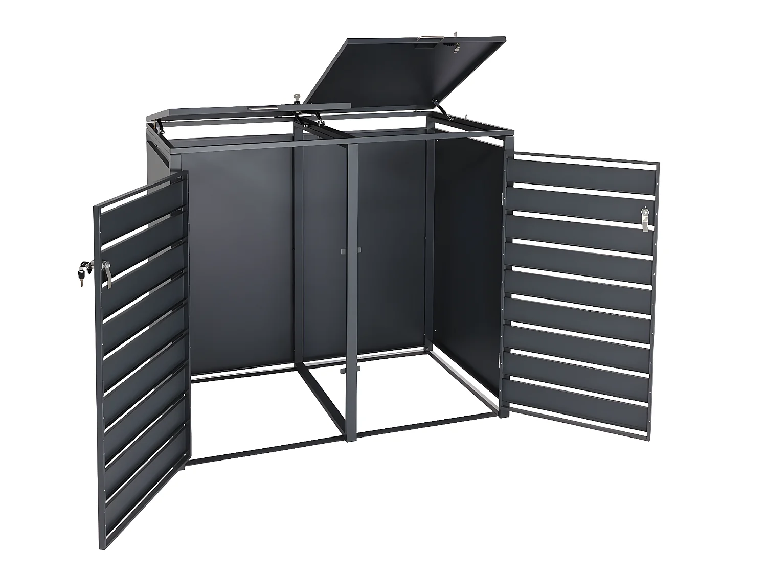 2er Mülltonnenverkleidung MCW-J81, Kirsche-Holzoptik dunkelbraun