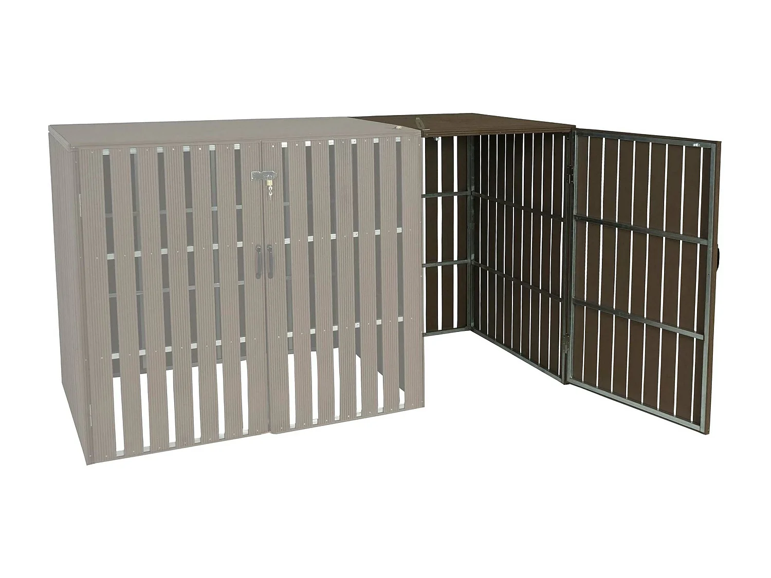 Modulo aggiuntivo per copribidoni box spazzatura rifiuti MCW-J28 XL 100x76x115cm acciaio WPC marrone