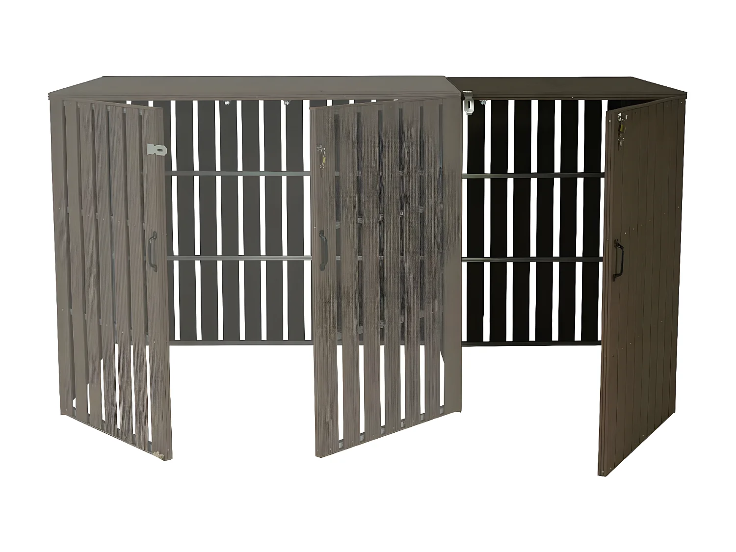 Modulo aggiuntivo per copribidoni box spazzatura rifiuti MCW-J28 XL 100x76x115cm acciaio WPC marrone