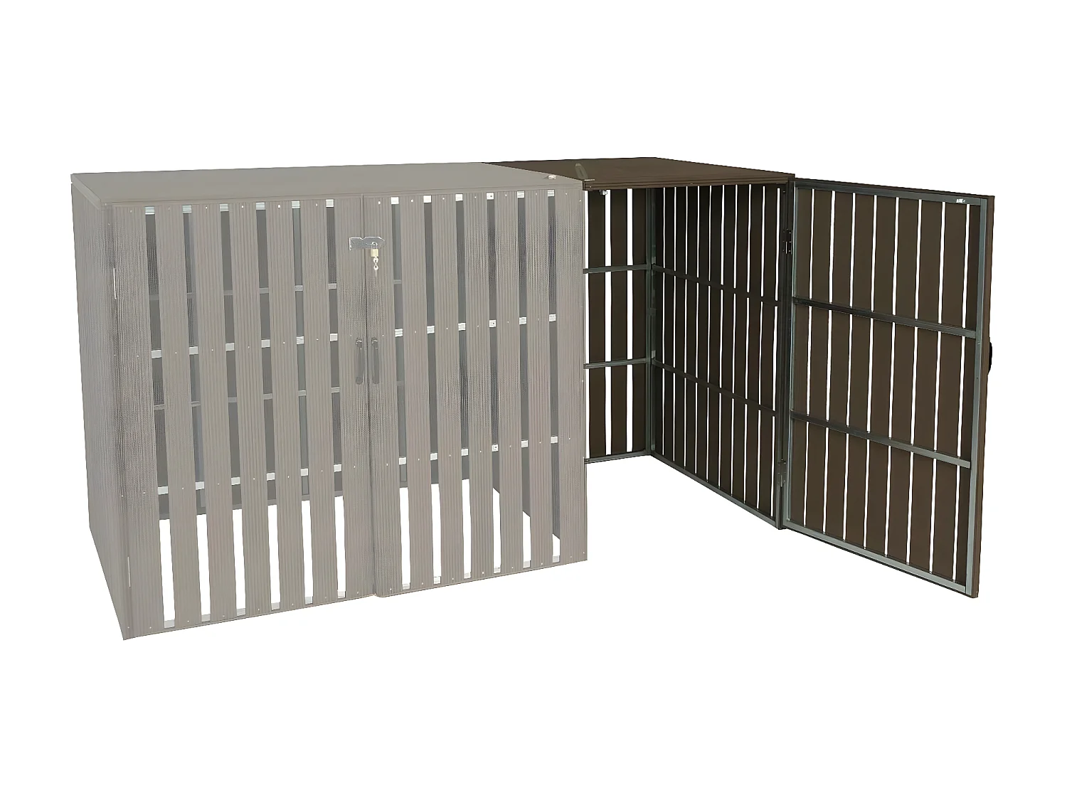 Modulo aggiuntivo per copribidoni box spazzatura rifiuti MCW-J28 XL 100x76x115cm acciaio WPC marrone