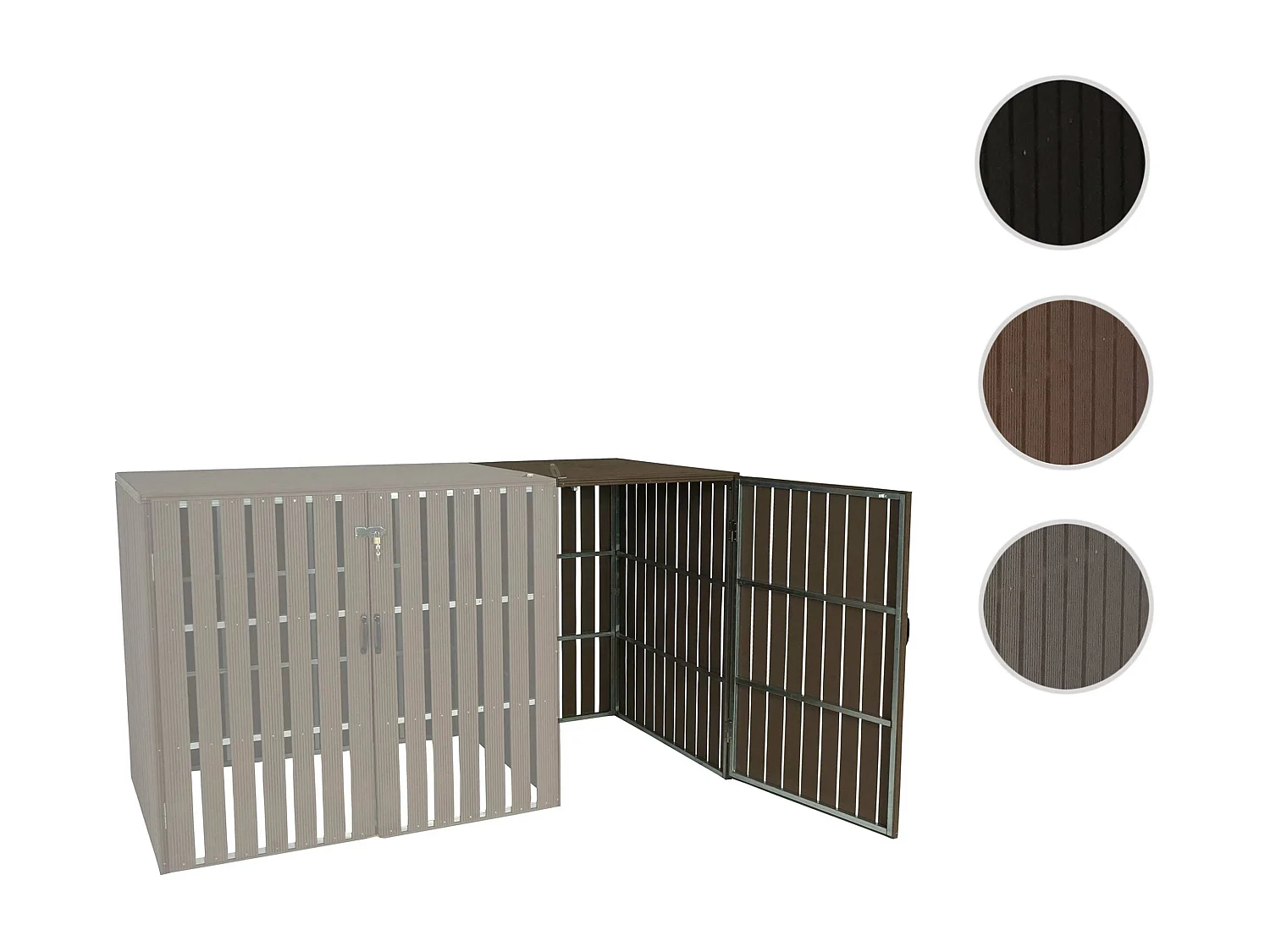 Modulo aggiuntivo per copribidoni box spazzatura rifiuti MCW-J28 XL 100x76x115cm acciaio WPC marrone