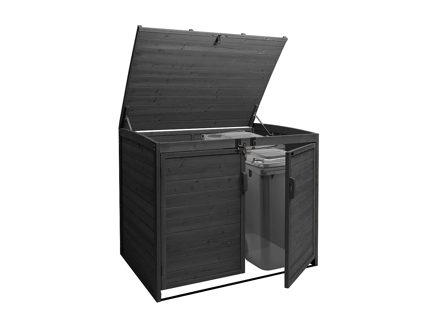 2x copribidoni box spazzatura rifiuti MCW-H75b 104x137x132cm legno abete antracite