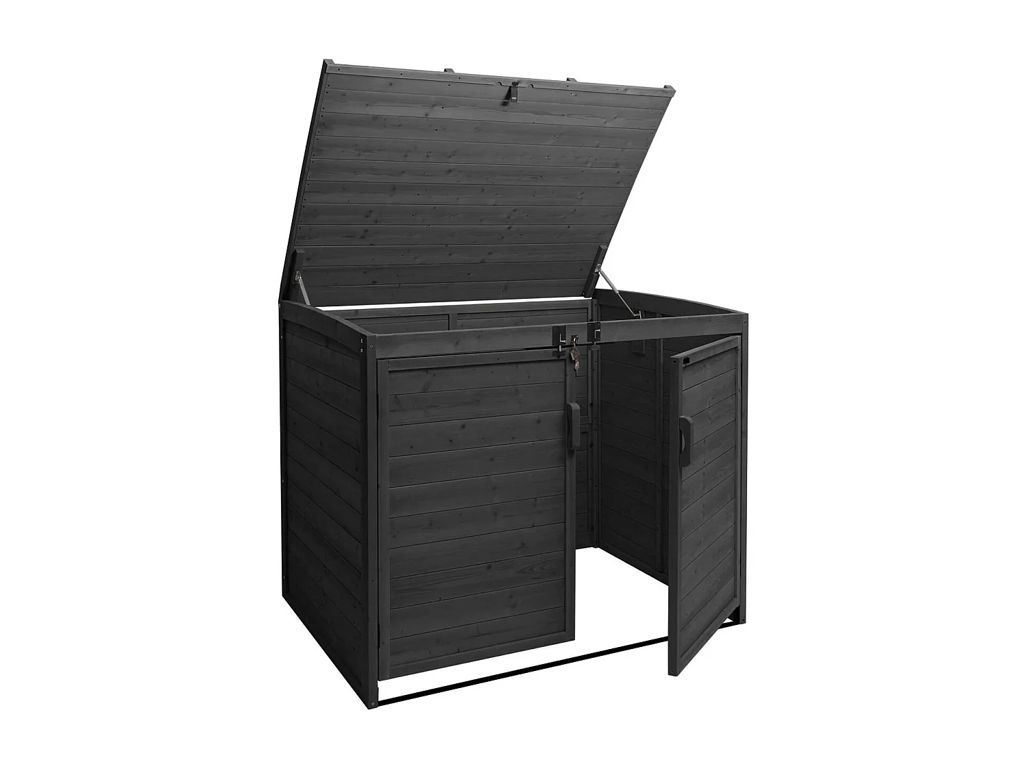 2x copribidoni box spazzatura rifiuti MCW-H75b 104x137x132cm legno abete antracite