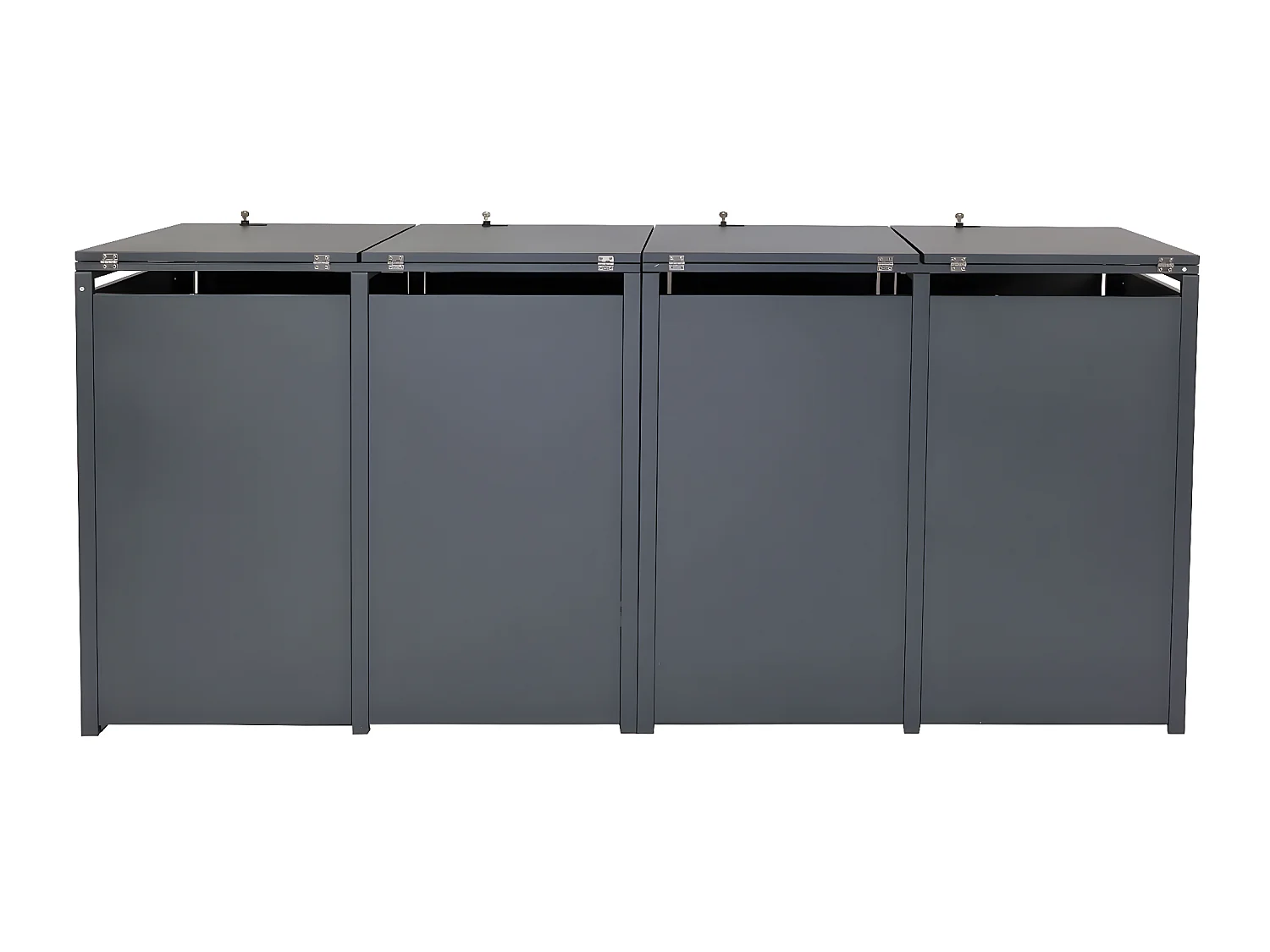 Set 4x copribidoni box spazzatura rifiuti MCW-J81 80x264x117cm acciaio inox antracite gold