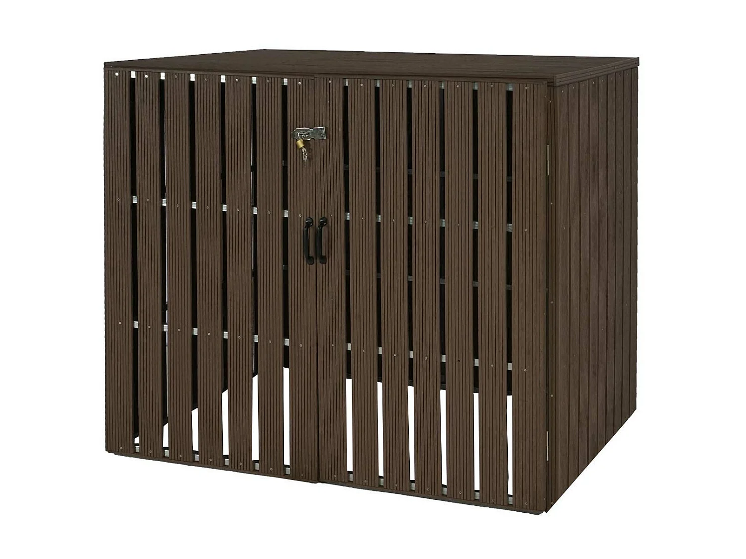 2-/4er WPC-Mülltonnenverkleidung MCW-J28, Braun