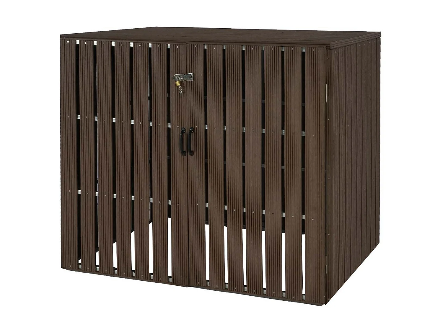 2x copribidoni box spazzatura rifiuti MCW-J28 XL 100x140x115cm acciaio WPC ~ marrone