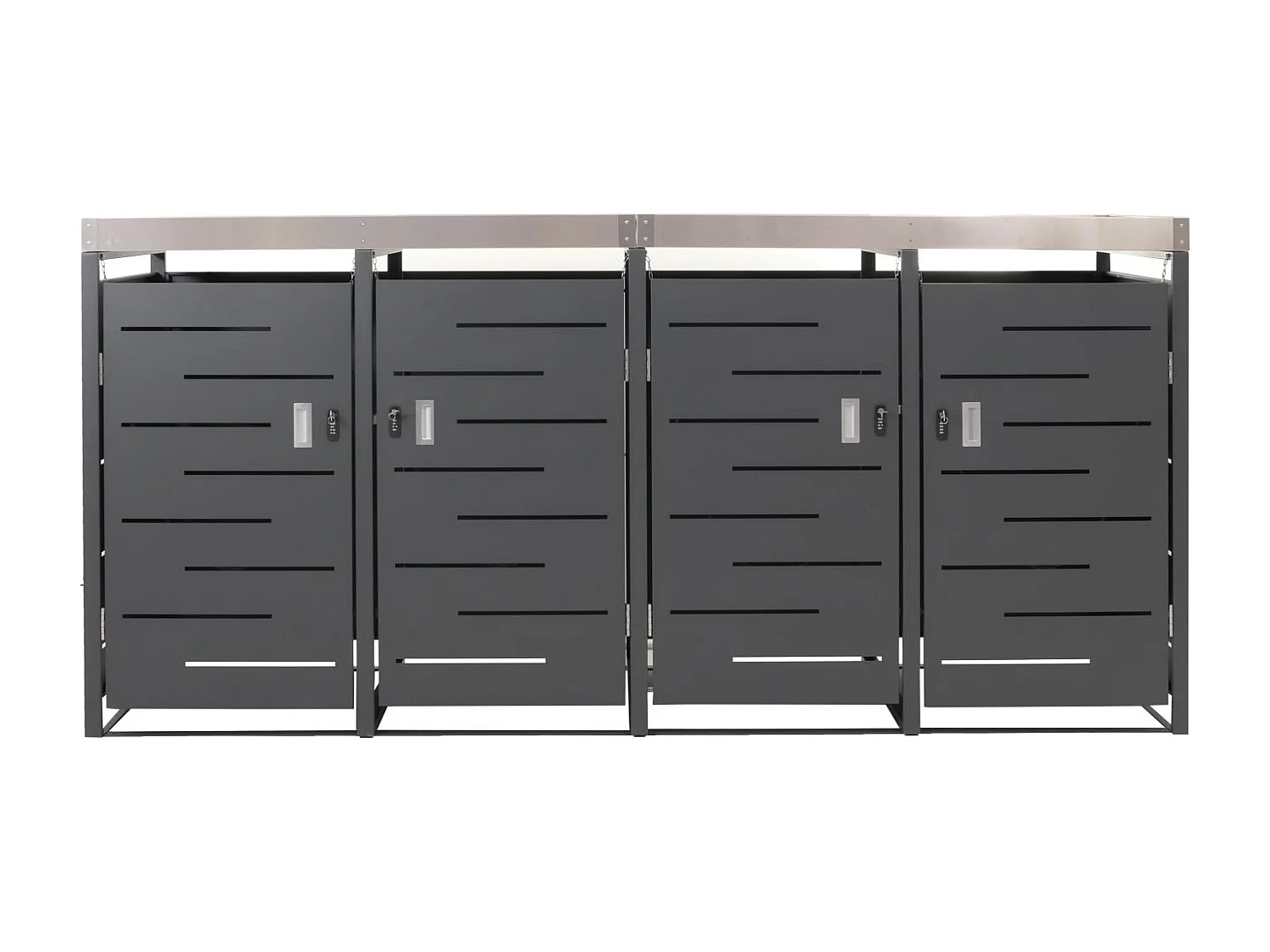 4x copribidoni box spazzatura rifiuti MCW-H40 84x264x125cm acciaio zincato