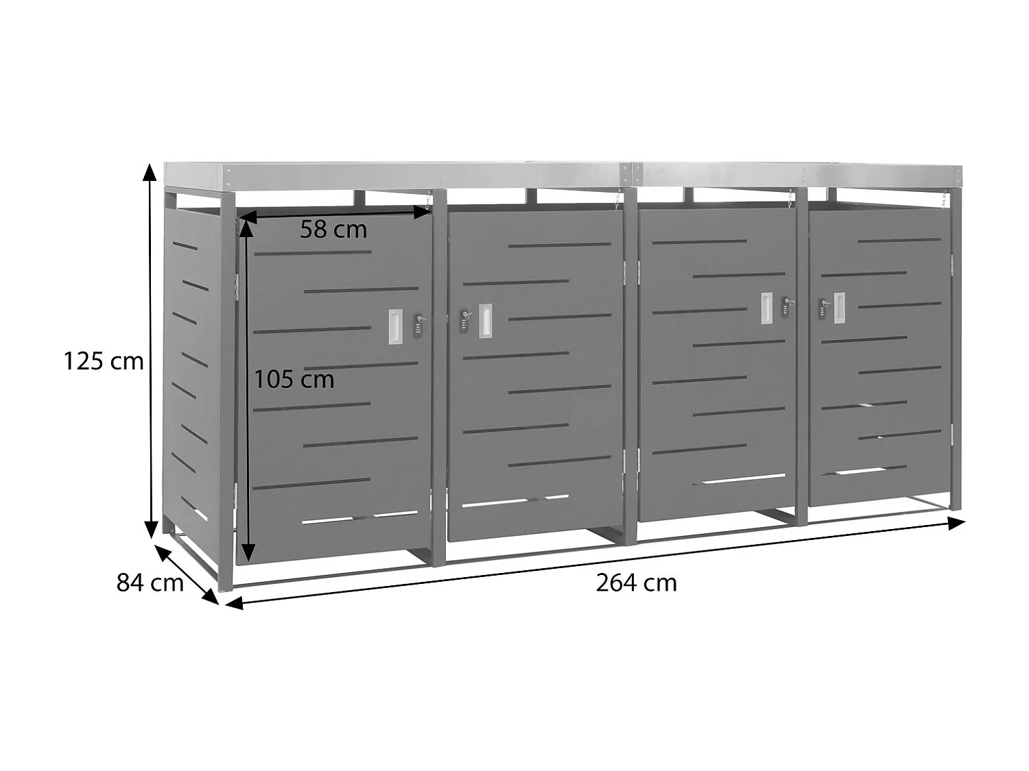 4-delige afvalcontainerbehuizing MCW-H40