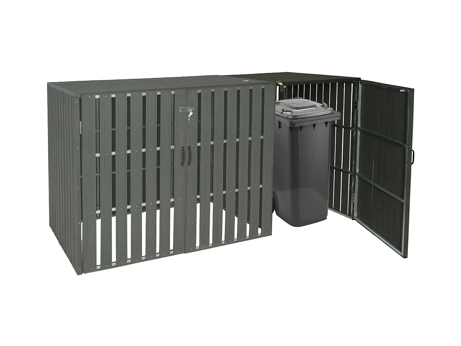 Modulo aggiuntivo per copribidoni box spazzatura rifiuti MCW-J28 76x66x115cm acciaio WPC antracite