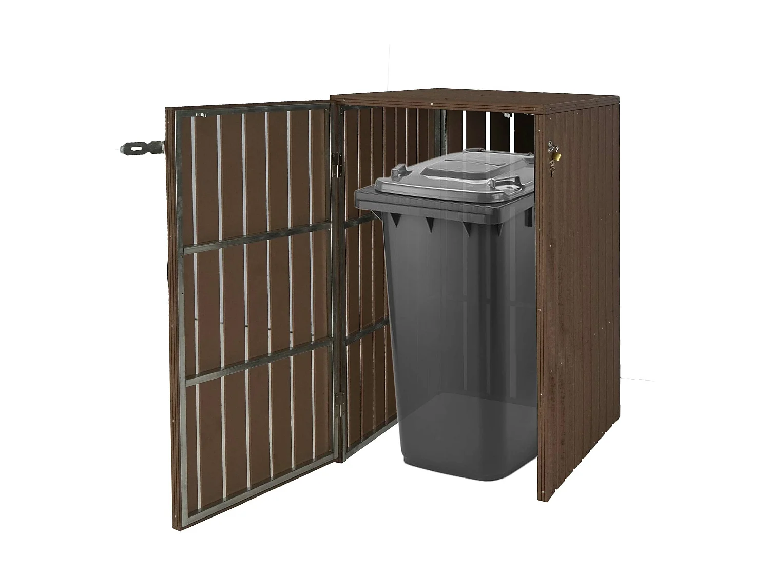 1er WPC-Mülltonnenverkleidung MCW-J28, Braun