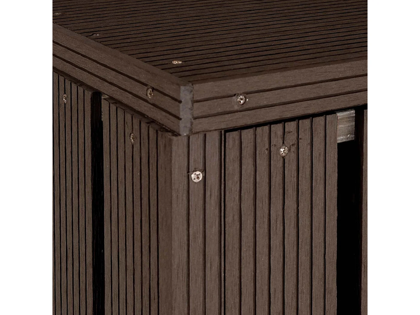 Copribidone box spazzatura rifiuti MCW-J28 82x66x116cm acciaio WPC ~ marrone