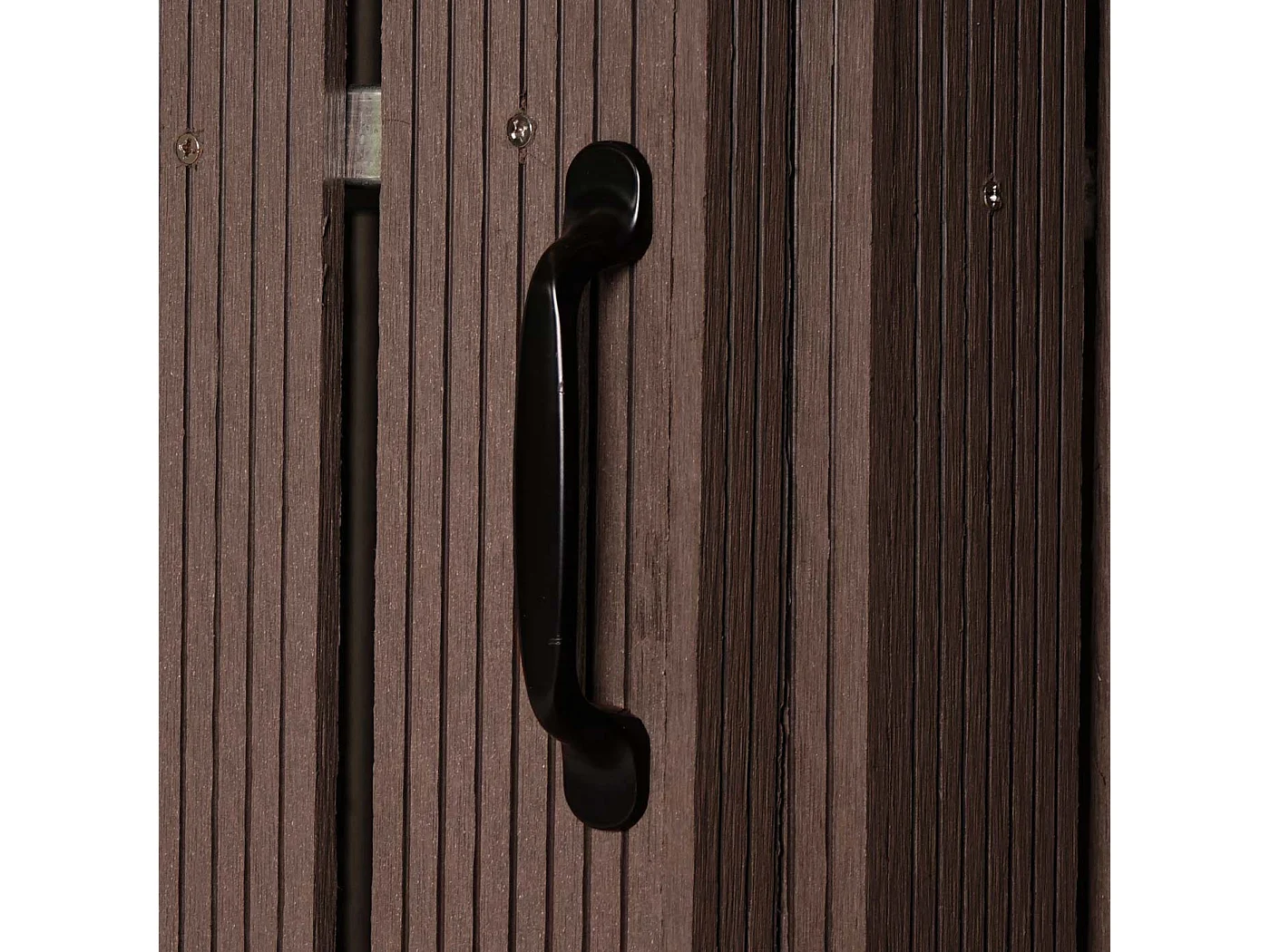 Copribidone box spazzatura rifiuti MCW-J28 82x66x116cm acciaio WPC ~ marrone