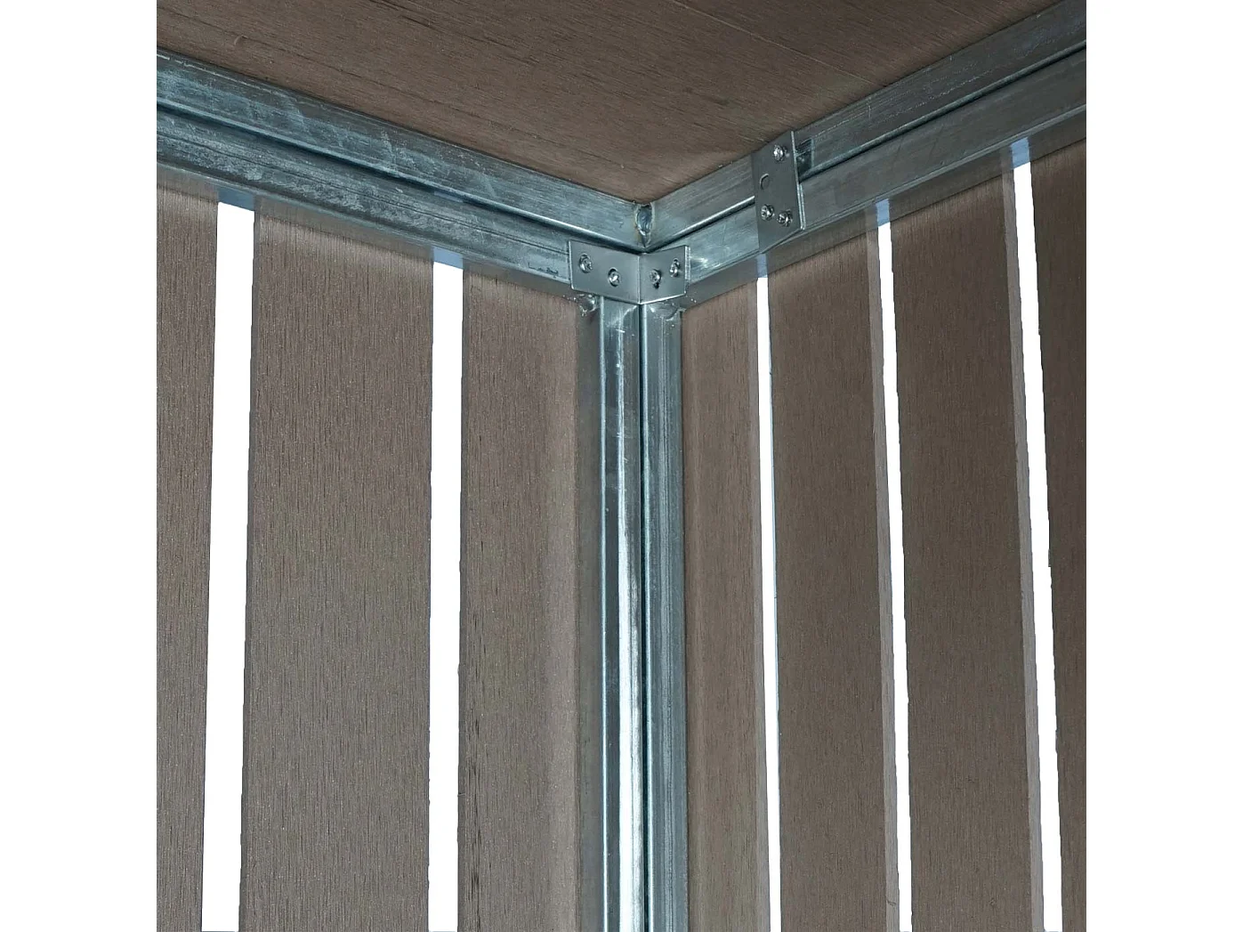 Copribidone box spazzatura rifiuti MCW-J28 82x66x116cm acciaio WPC ~ marrone