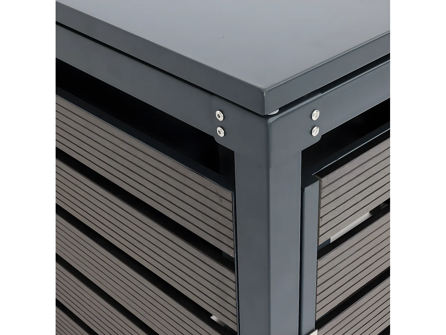 3x copribidoni box spazzatura rifiuti MCW-K14 84x205x119cm metallo WPC antracite