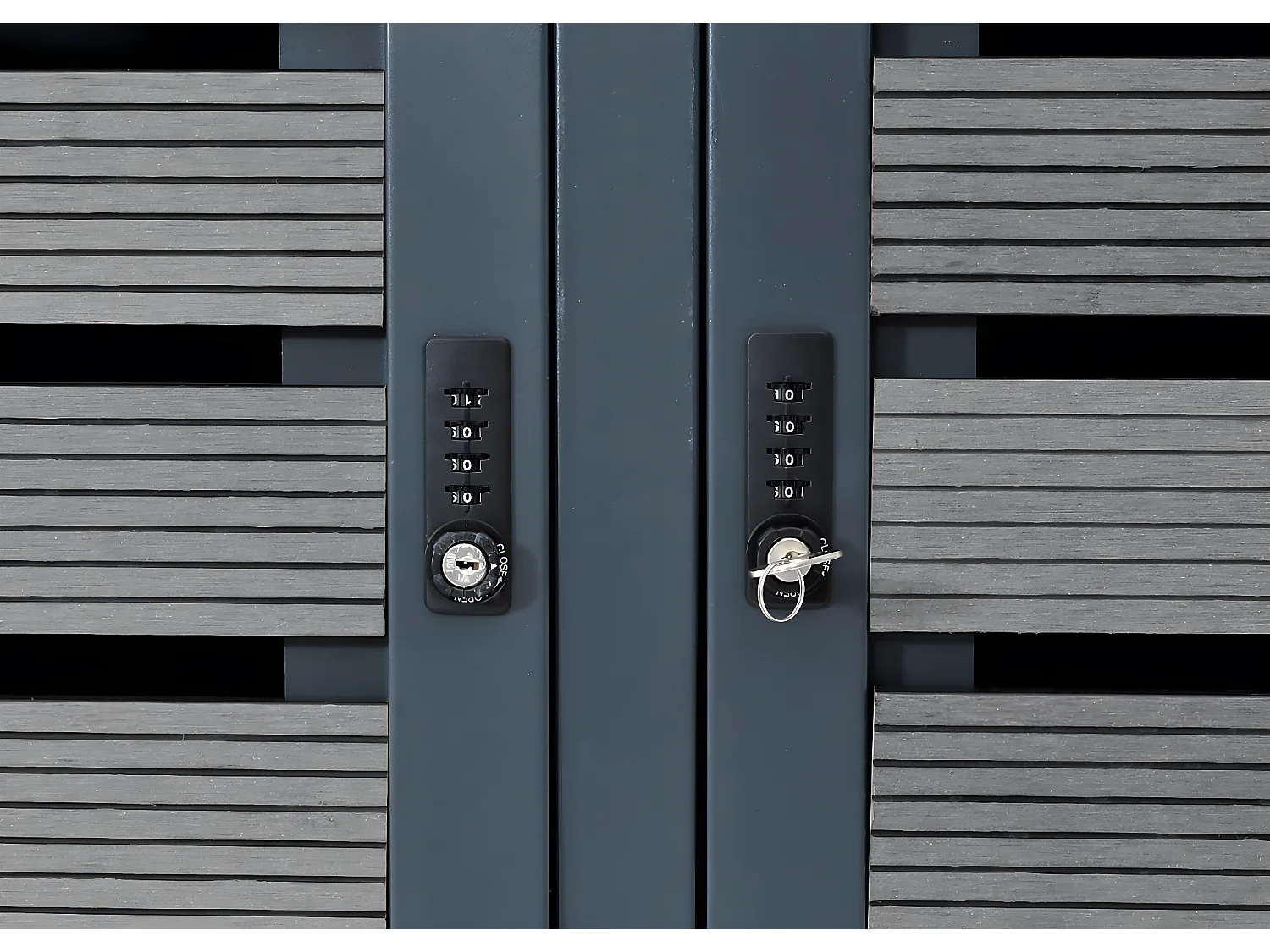 3x copribidoni box spazzatura rifiuti MCW-K14 84x205x119cm metallo WPC antracite