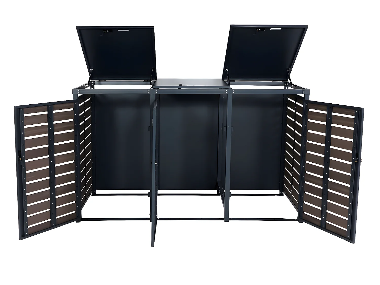 3x copribidoni box spazzatura rifiuti MCW-K14 84x205x119cm metallo WPC antracite