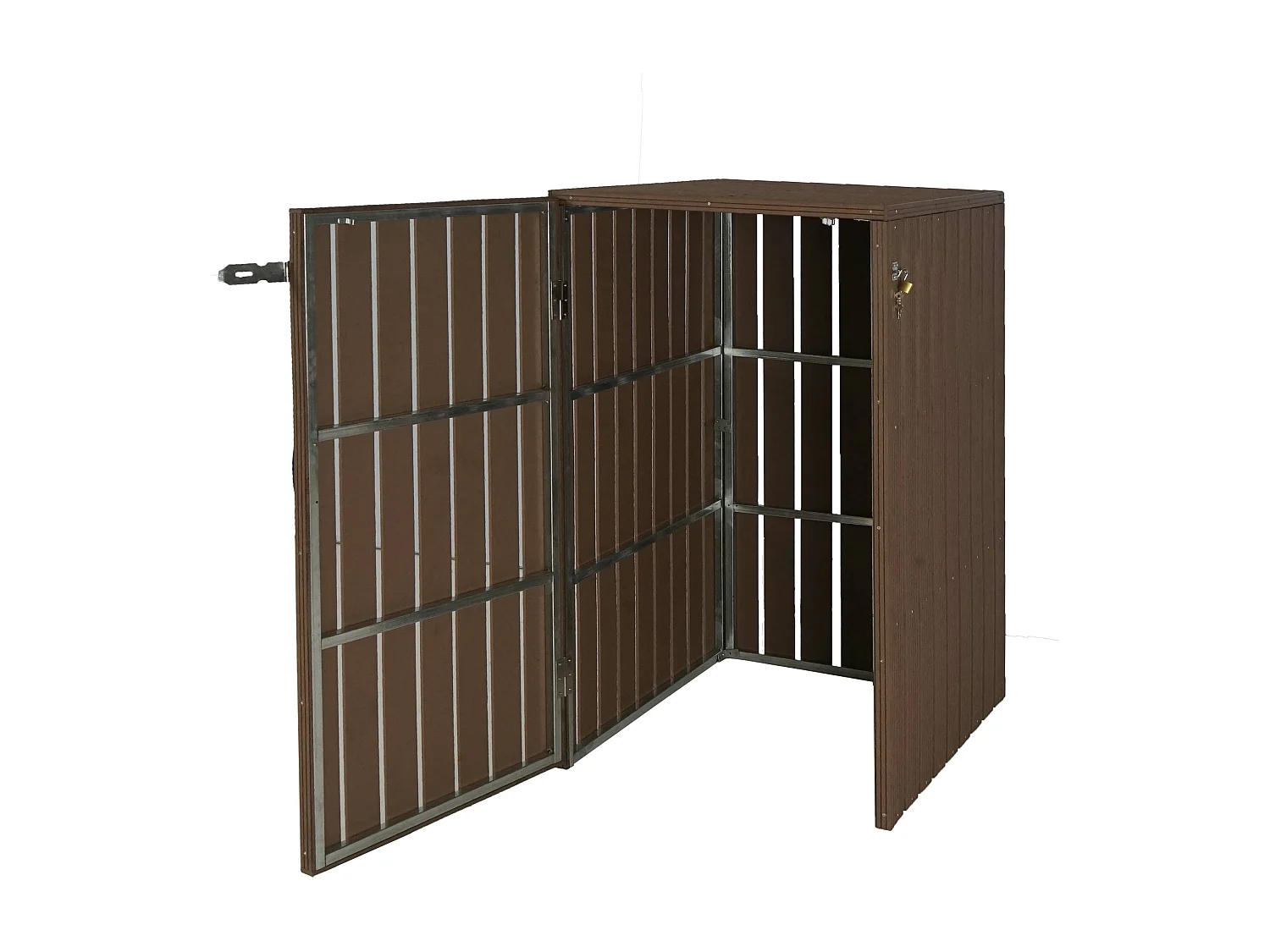 1-/2er WPC-Mülltonnenverkleidung MCW-J28, Braun