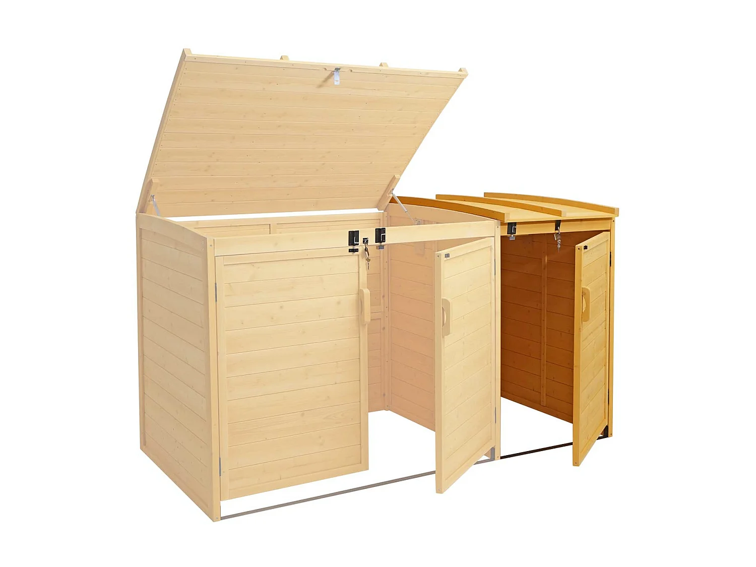 Copribidone box spazzatura rifiuti MCW-H75 104x68x120cm legno abete marrone