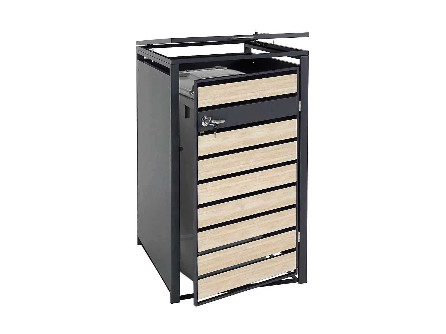 1er Mülltonnenverkleidung MCW-J81, Buche-Holzoptik hellbraun