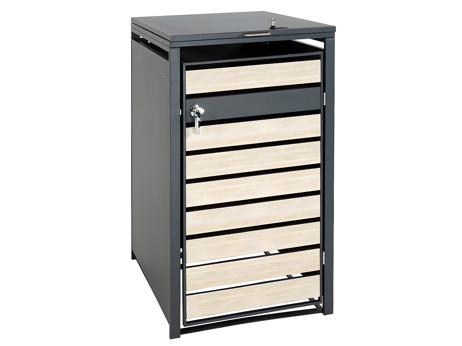 1er Mülltonnenverkleidung MCW-J81, Buche-Holzoptik hellbraun