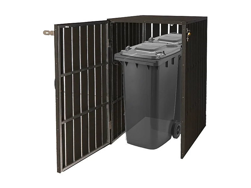 Copribidone box spazzatura rifiuti MCW-J28 XL 97x77x115cm acciaio WPC antracite