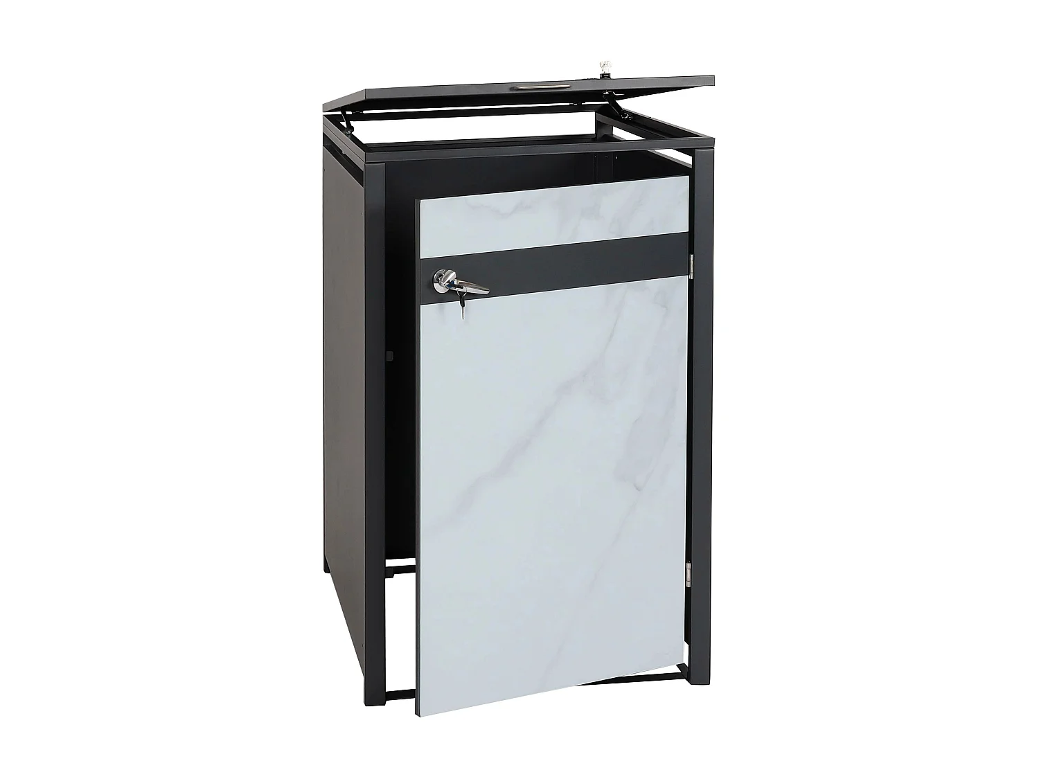 Copribidone box spazzatura rifiuti MCW-J82 80x68x117cm acciaio inox antracite marmo