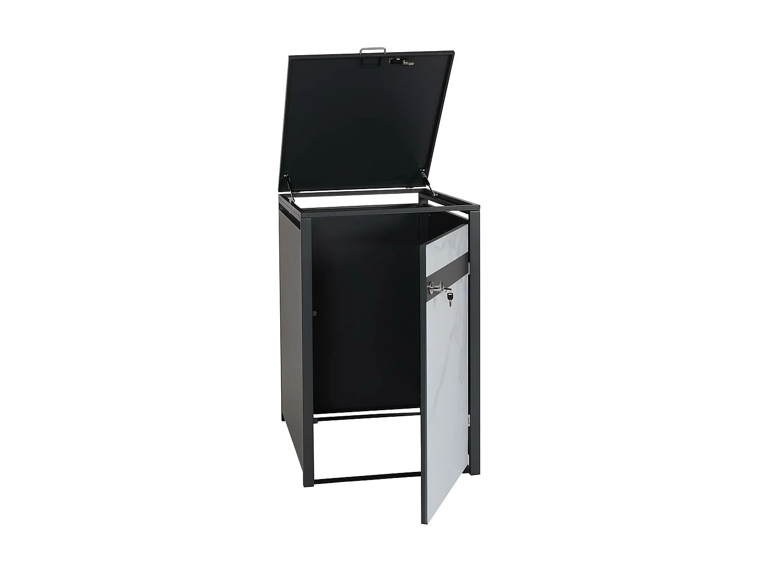 Copribidone box spazzatura rifiuti MCW-J82 80x68x117cm acciaio inox antracite marmo