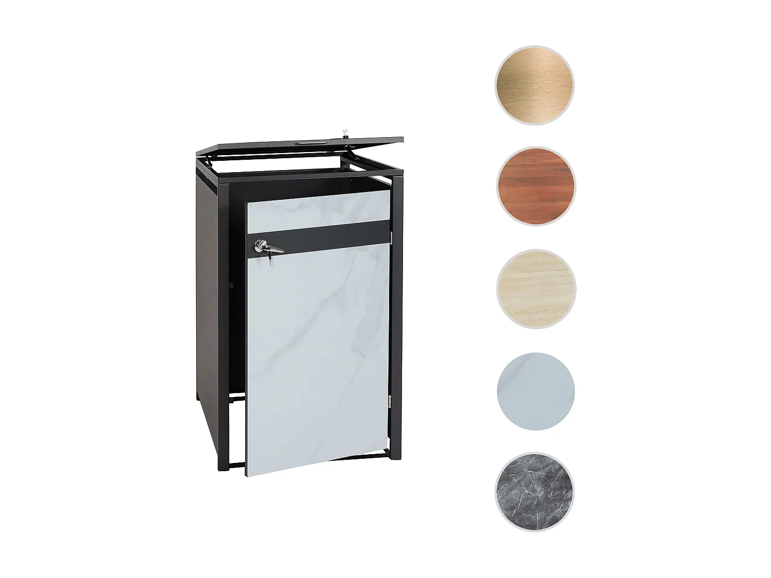 Copribidone box spazzatura rifiuti MCW-J82 80x68x117cm acciaio inox antracite marmo