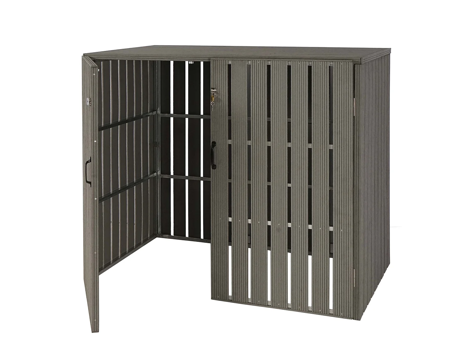 2-/4er WPC-Mülltonnenverkleidung MCW-J28, Grau